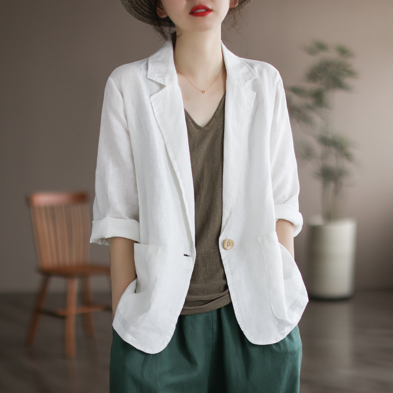 Short sleeve Casual business suit cotton linen tops