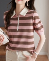 Korean style stripe short sleeve T-shirt summer splice tops