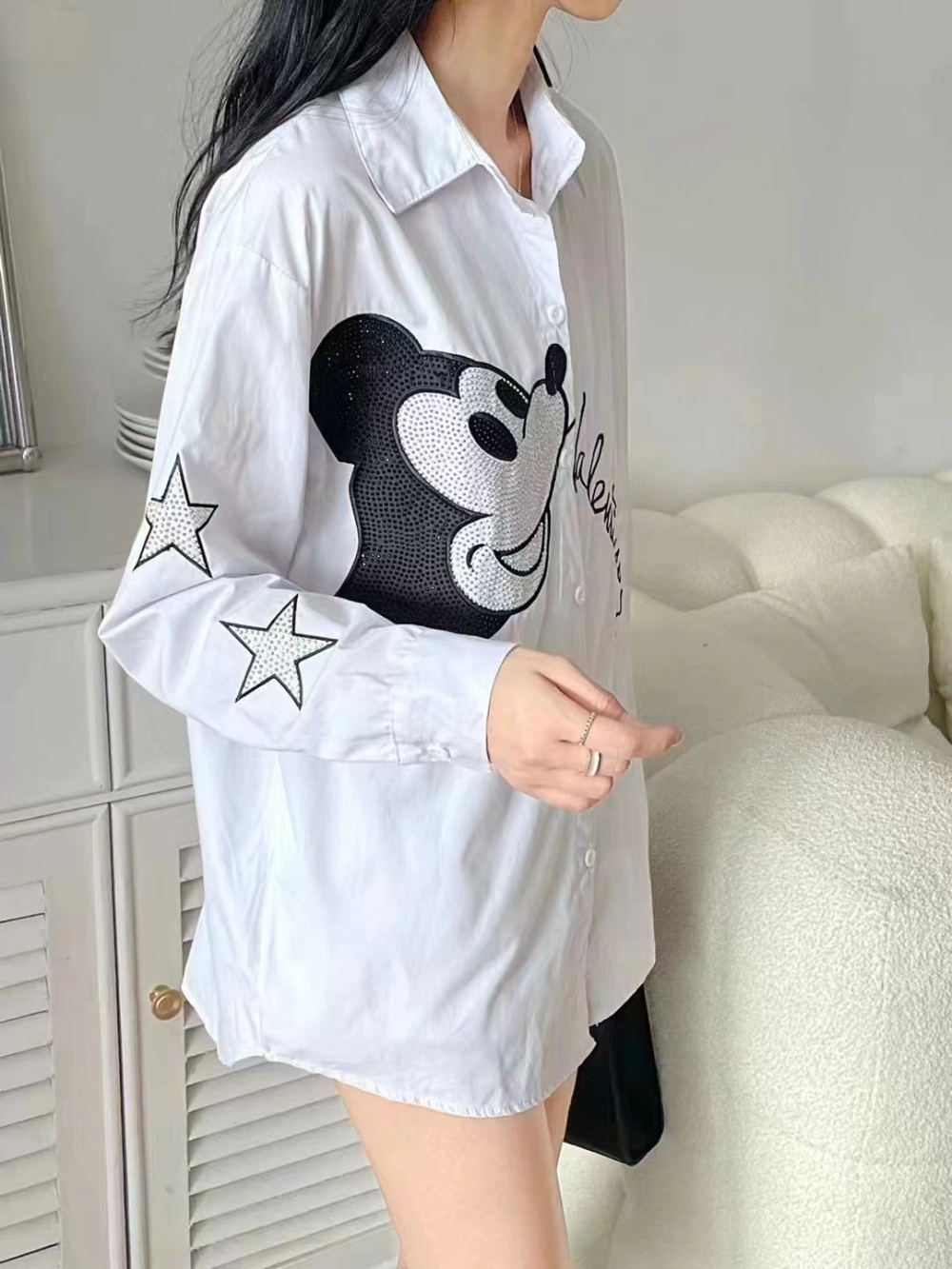 Loose Korean style shirt printing tops for women