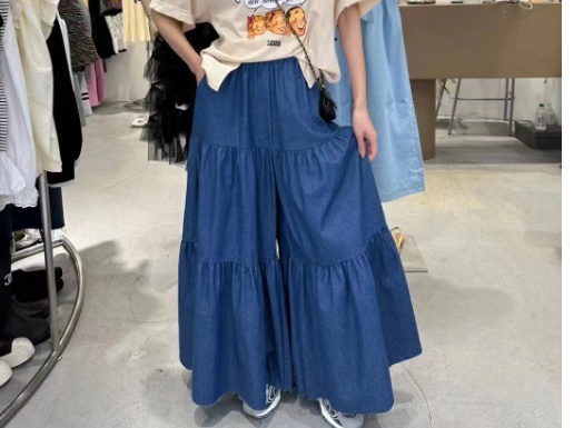 Korean style skirt denim wide leg pants