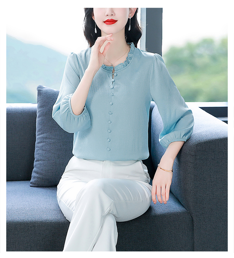 Loose silk small shirt Cover belly retro tops for women