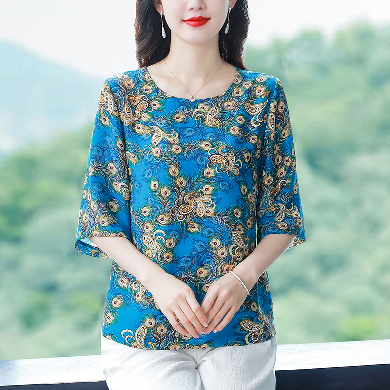 Summer Western style small shirt middle-aged tops for women
