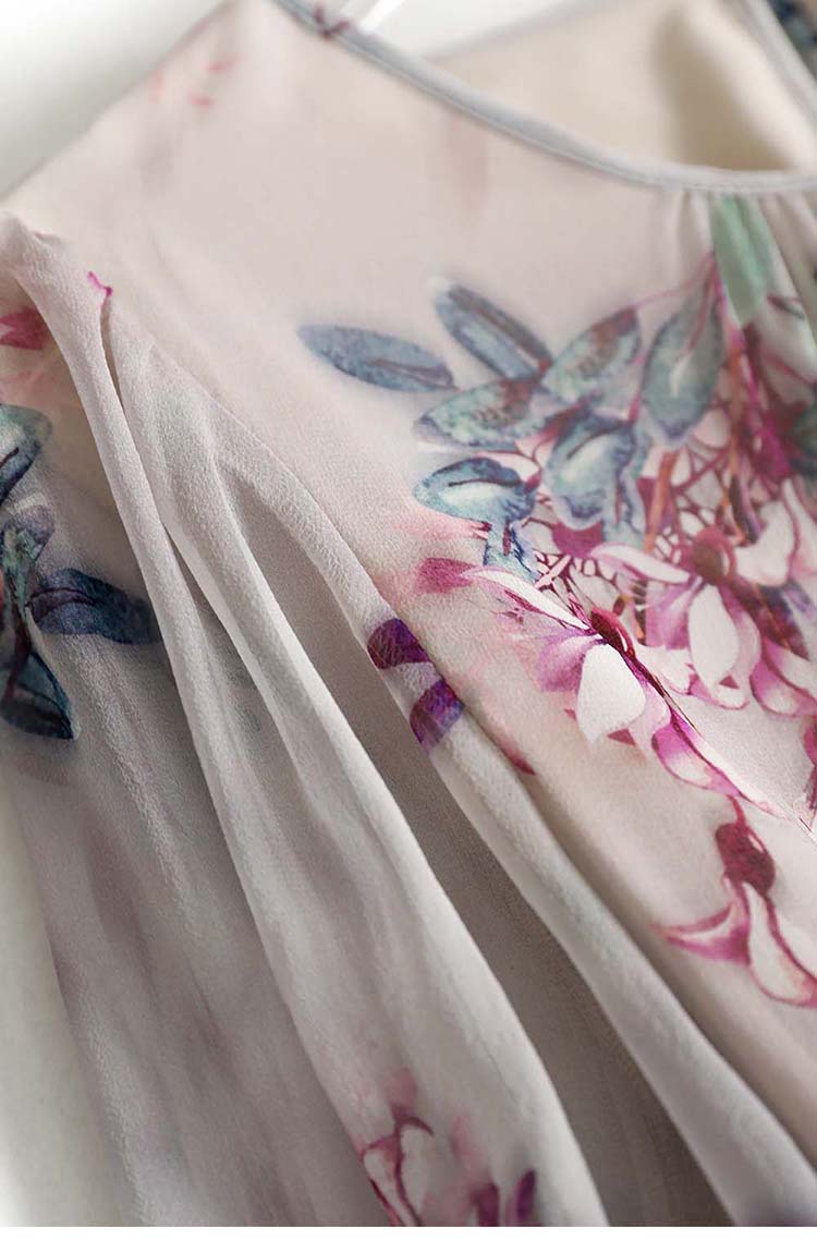Silk summer dress printing long dress for women