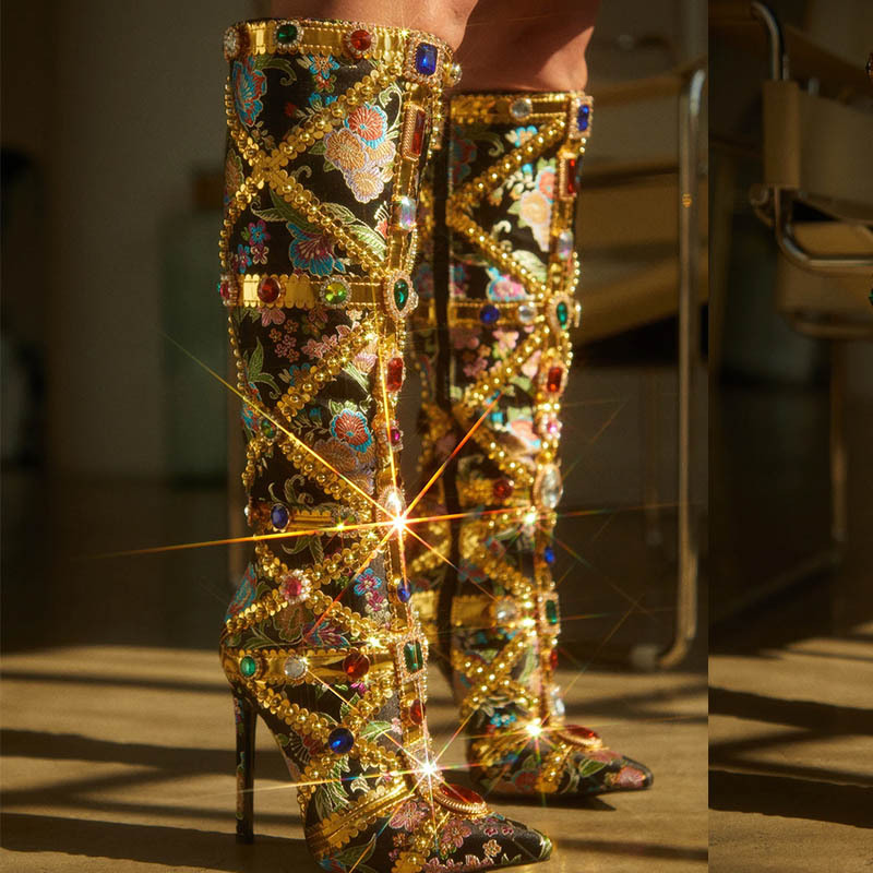 Fashion women's boots rhinestone thigh boots for women