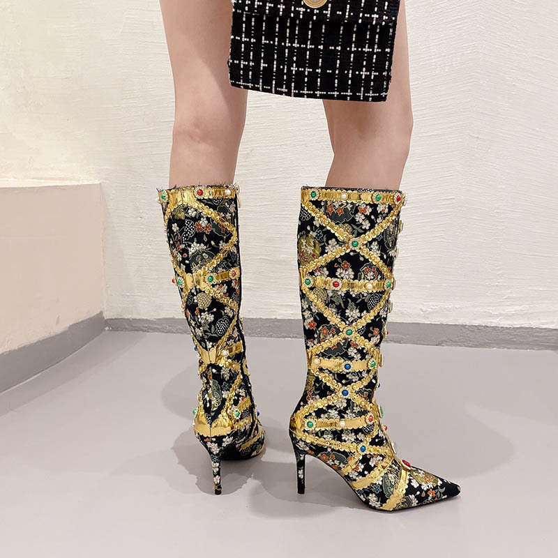 Fashion women's boots rhinestone thigh boots for women