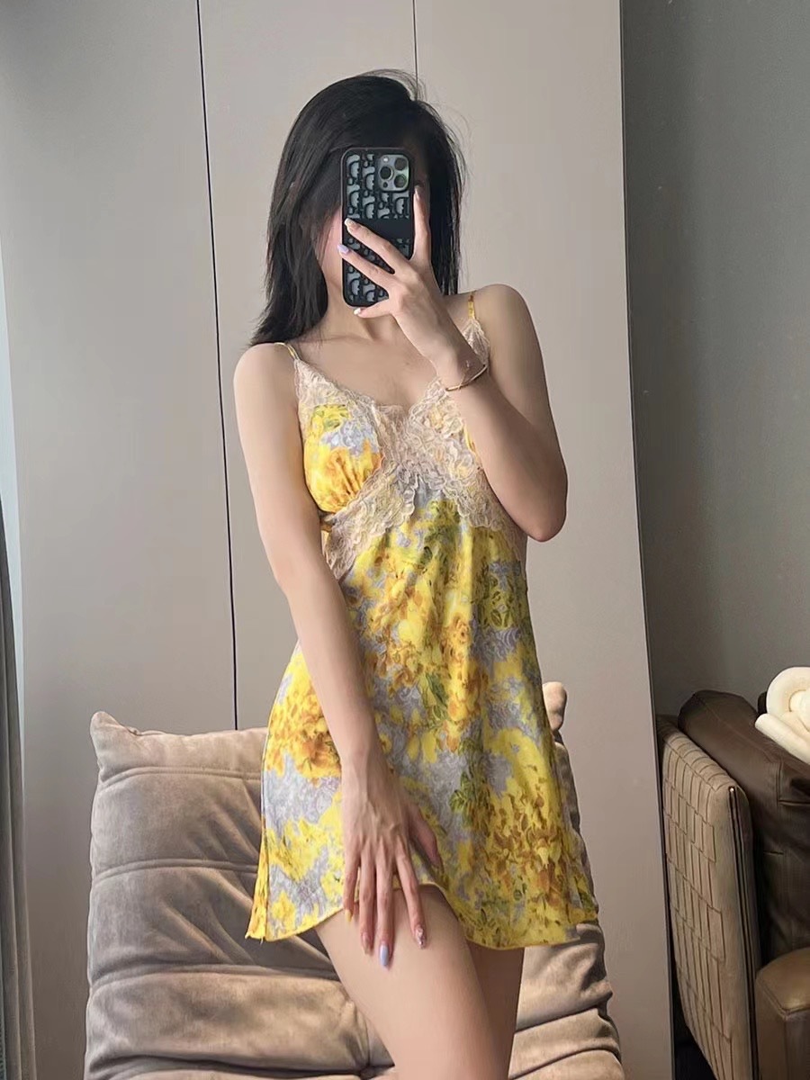 Printing sling pajamas sexy night dress for women