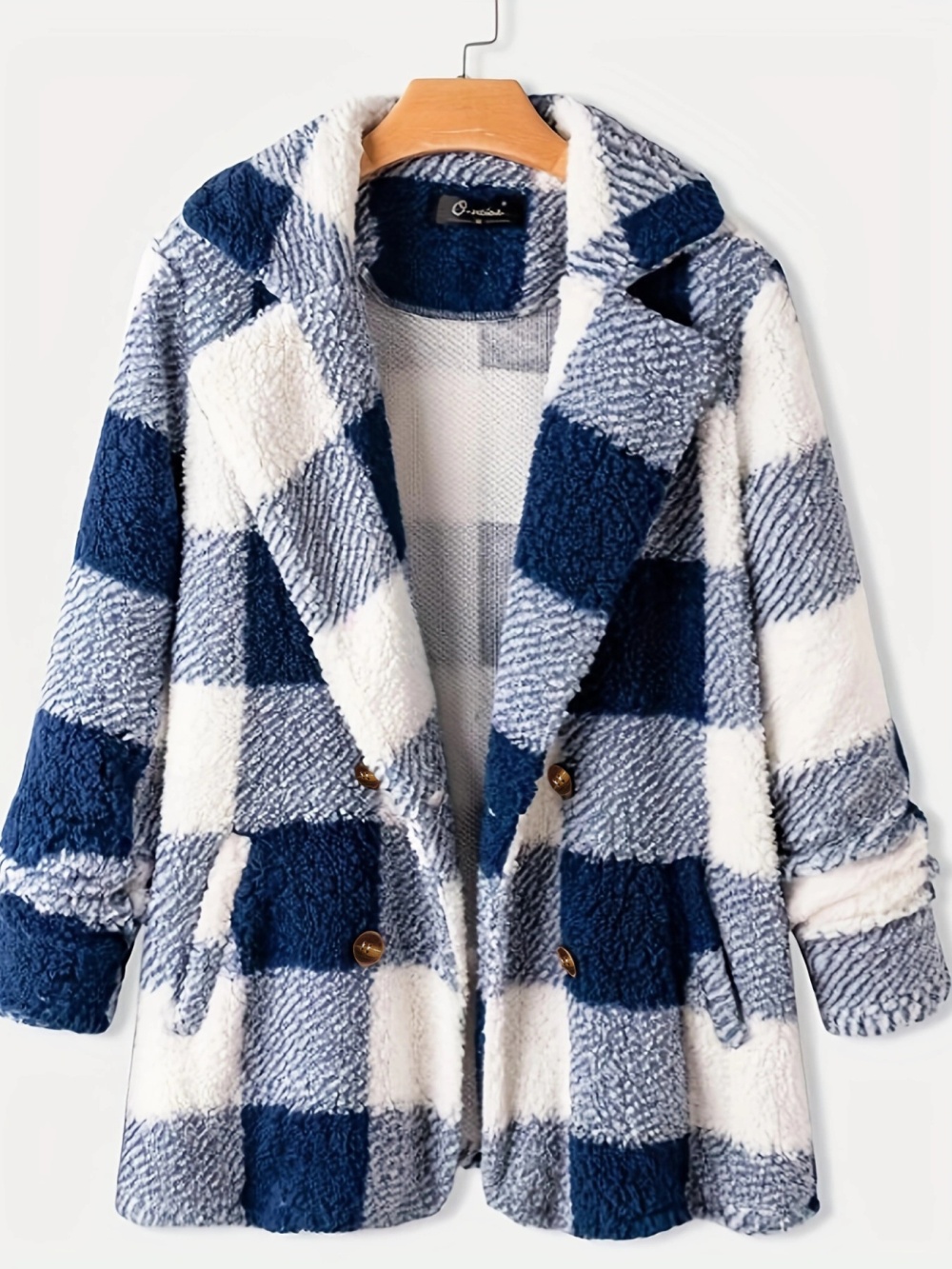 Loose blue-white woolen coat European style business suit