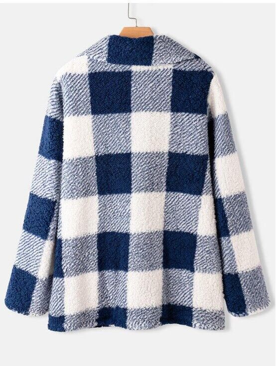 Loose blue-white woolen coat European style business suit