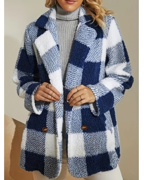 Loose blue-white woolen coat European style business suit