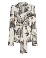 Flowers pinched waist business suit retro printing coat