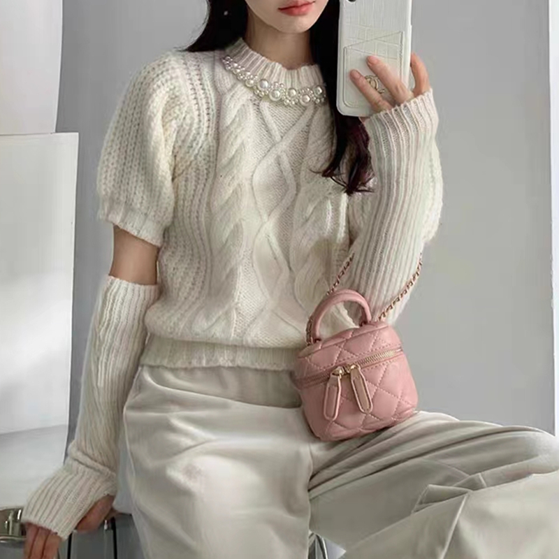 Pearl thick pullover necklace swan sweater