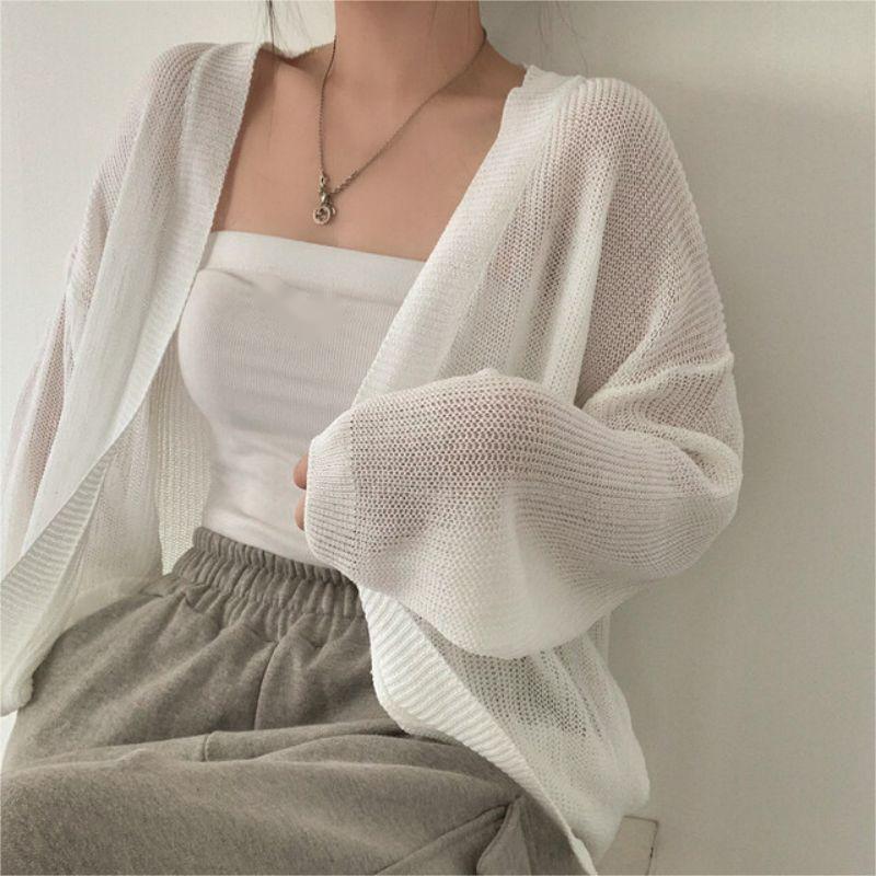 Ice silk knitted cardigan all-match summer coat for women
