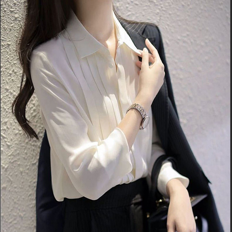 Loose France style shirt white tops for women