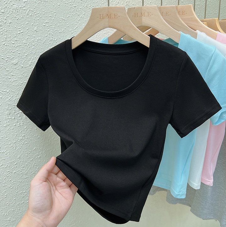 Pure low collar T-shirt short inside the ride tops