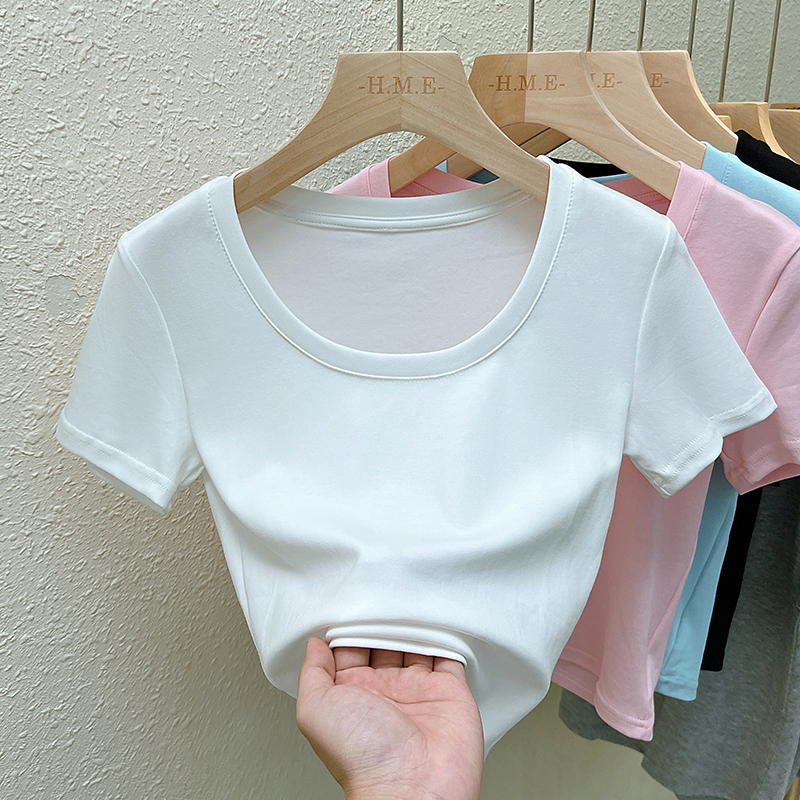Pure low collar T-shirt short inside the ride tops