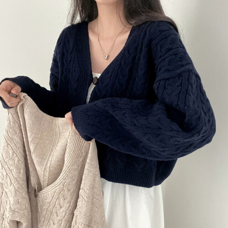 Retro short coat knitted cardigan for women