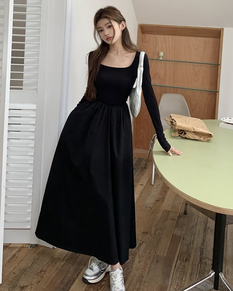 France style long dress knitted dress for women