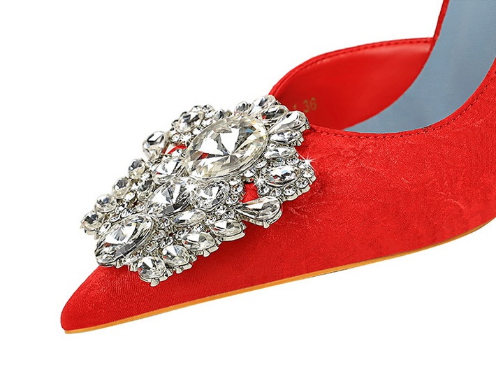 Rhinestone banquet shoes hollow high-heeled shoes for women