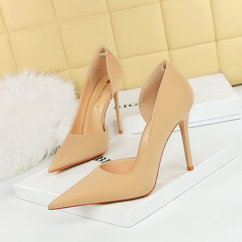High-heeled low pointed fashion slim shoes for women