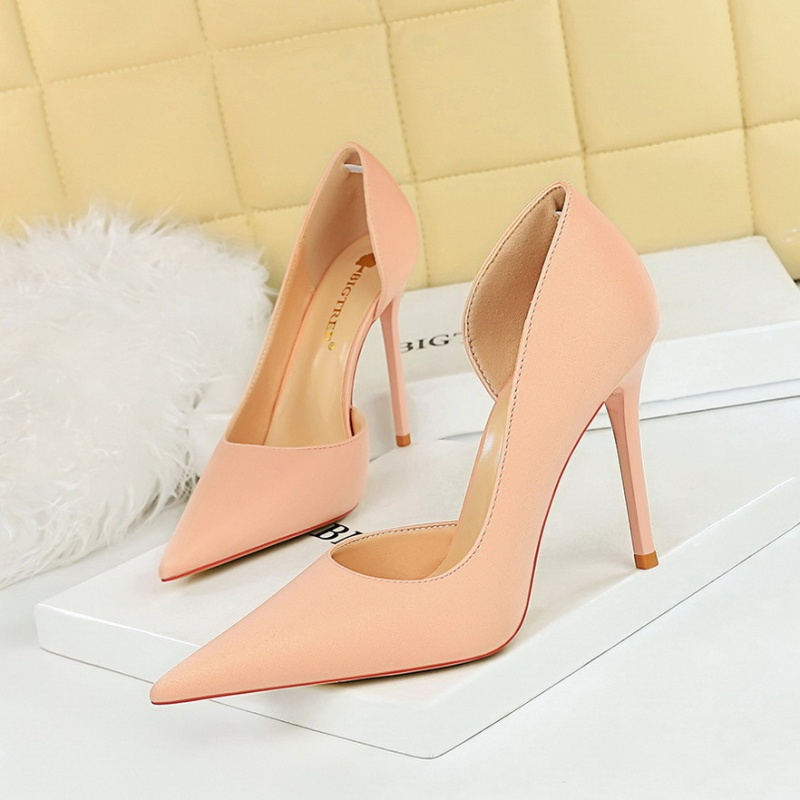 High-heeled low pointed fashion slim shoes for women