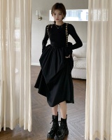 Hollow long sleeve dress temperament knitted long dress