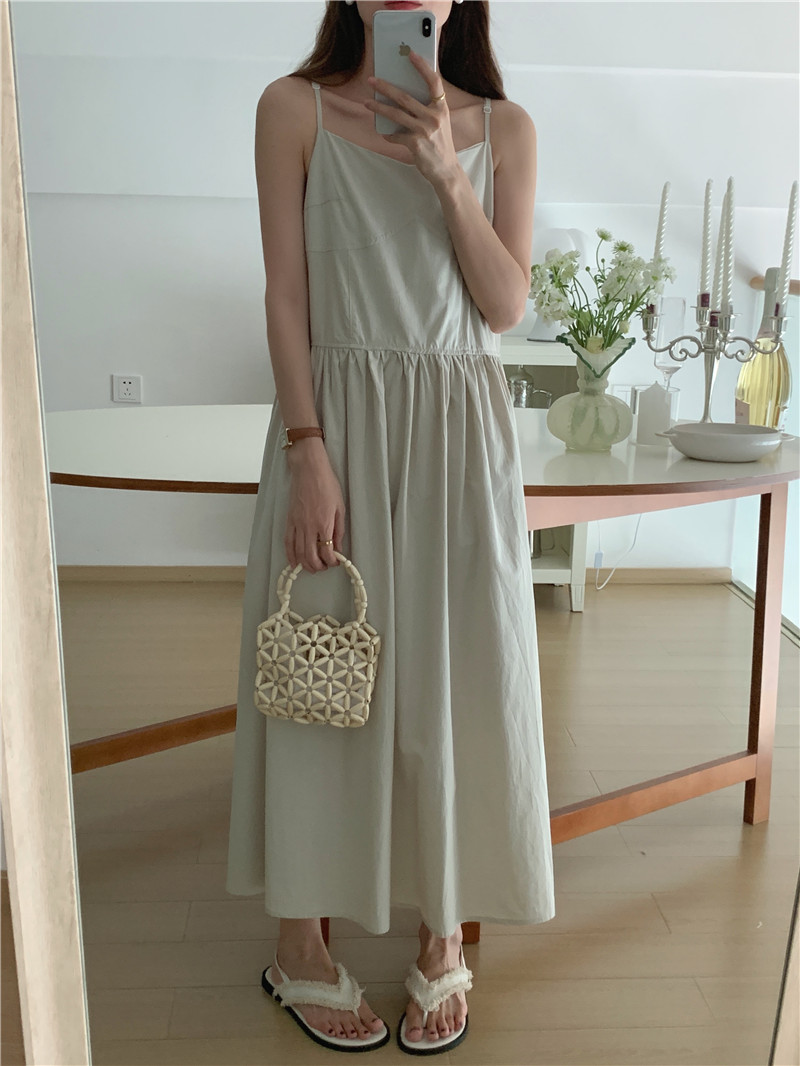 Long sling pure temperament simple Korean style dress