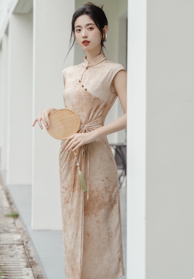 Jacquard blooming dress summer cheongsam for women