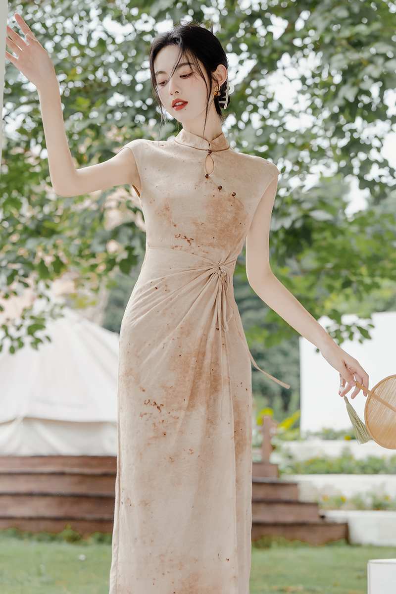 Jacquard blooming dress summer cheongsam for women