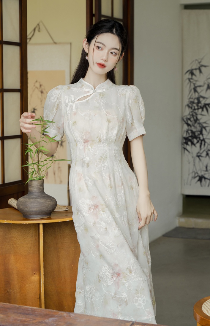 Chinese style dress floral cheongsam