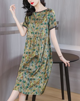Silk real silk middle-aged long dress summer elegant dress