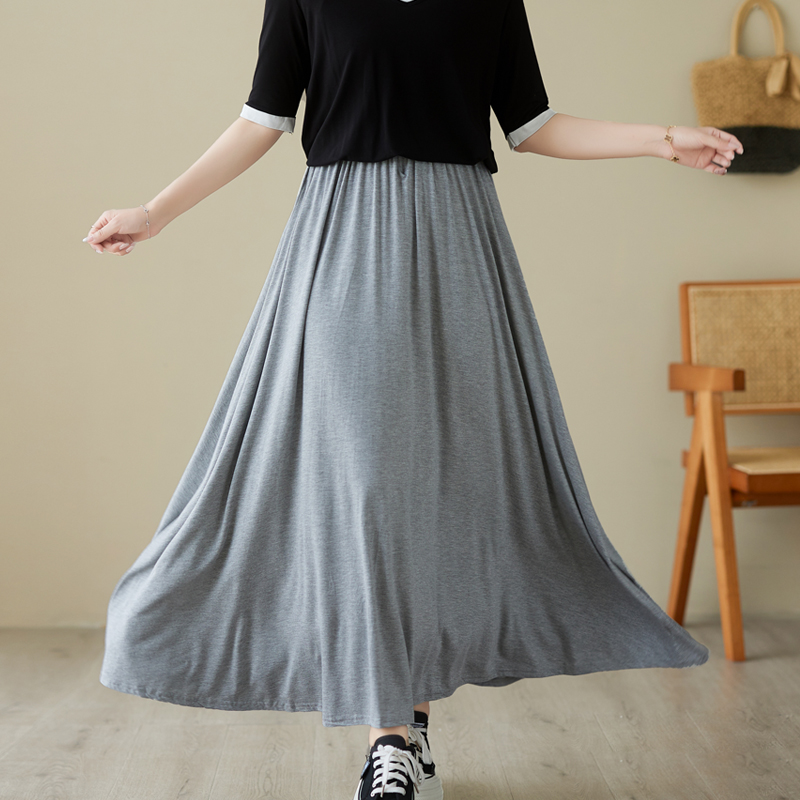 Pure cotton elastic waist skirt fashion long skirt