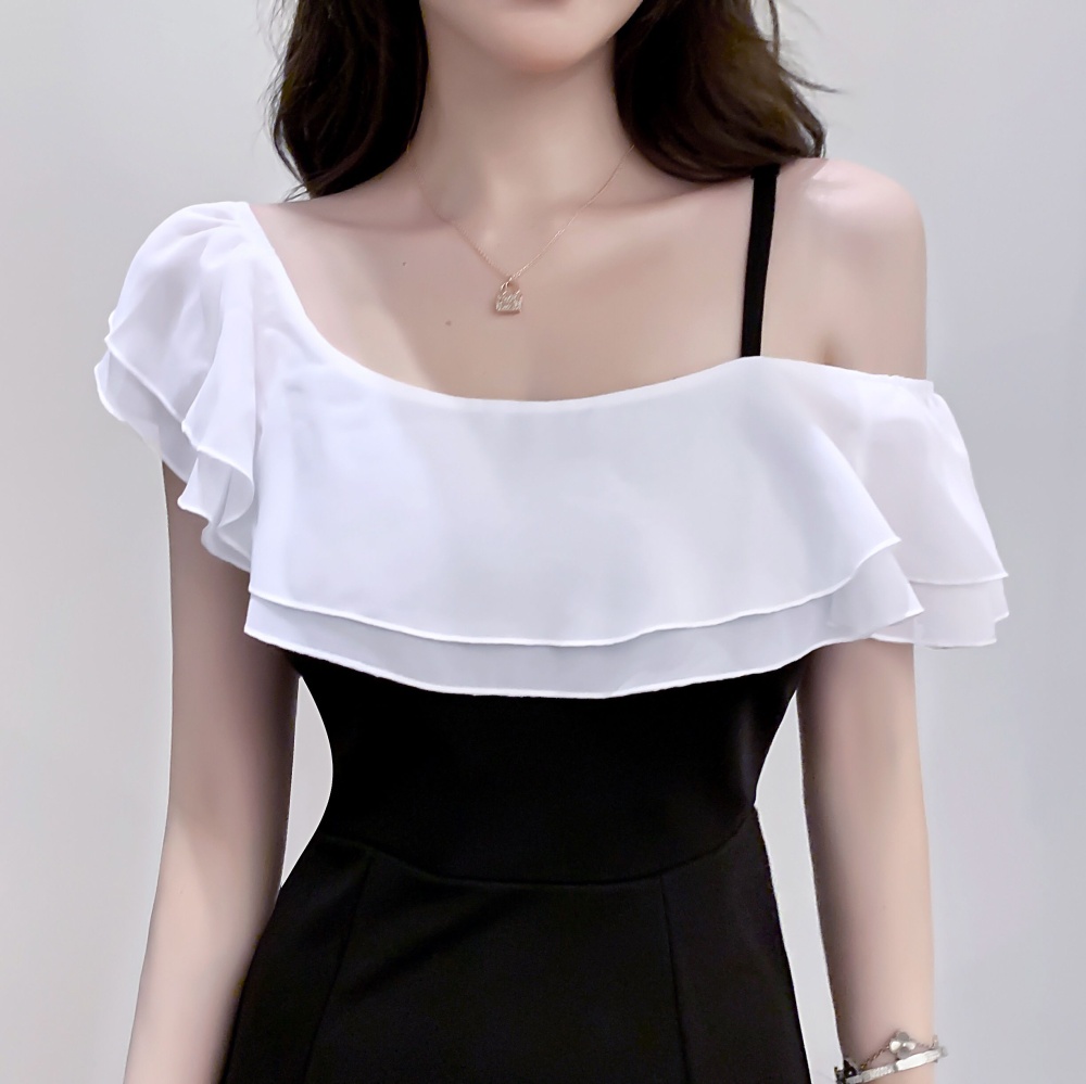 Temperament fashion sloping shoulder dress