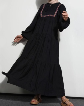 Long sleeve embroidered long dress pure dress for women