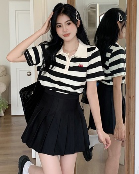 Korean style fat short sleeve all-match short skirt a set