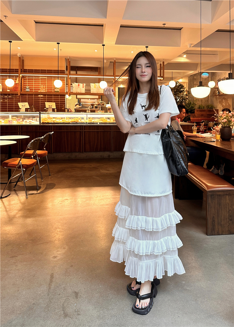 Korean style skirt light tops 2pcs set for women