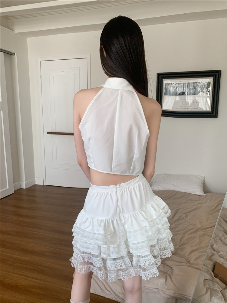 Summer short skirt sleeveless shirt 2pcs set for women