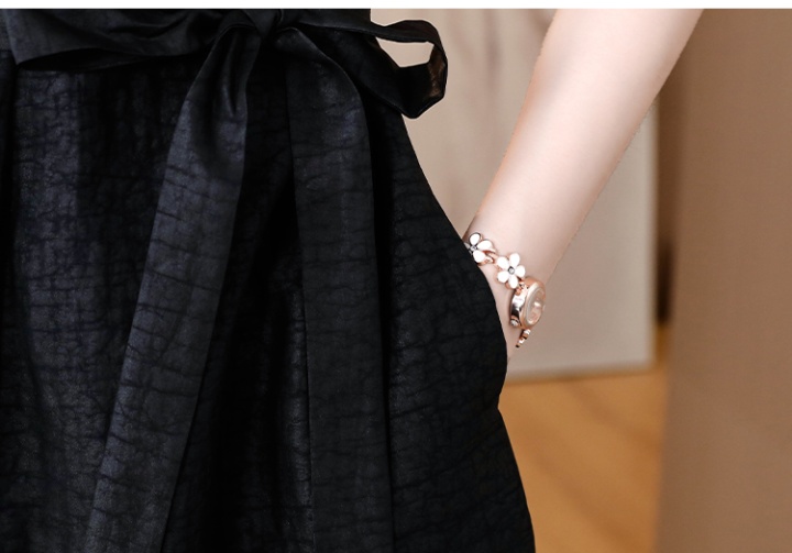 Silk black summer burst crack dress for women