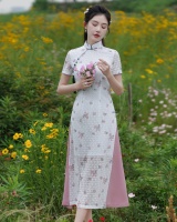 Summer pink long dress France style tender dress for women
