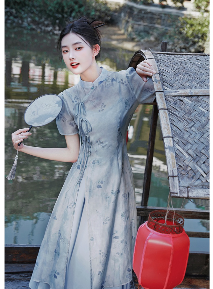 Sling Chinese style dress 2pcs set