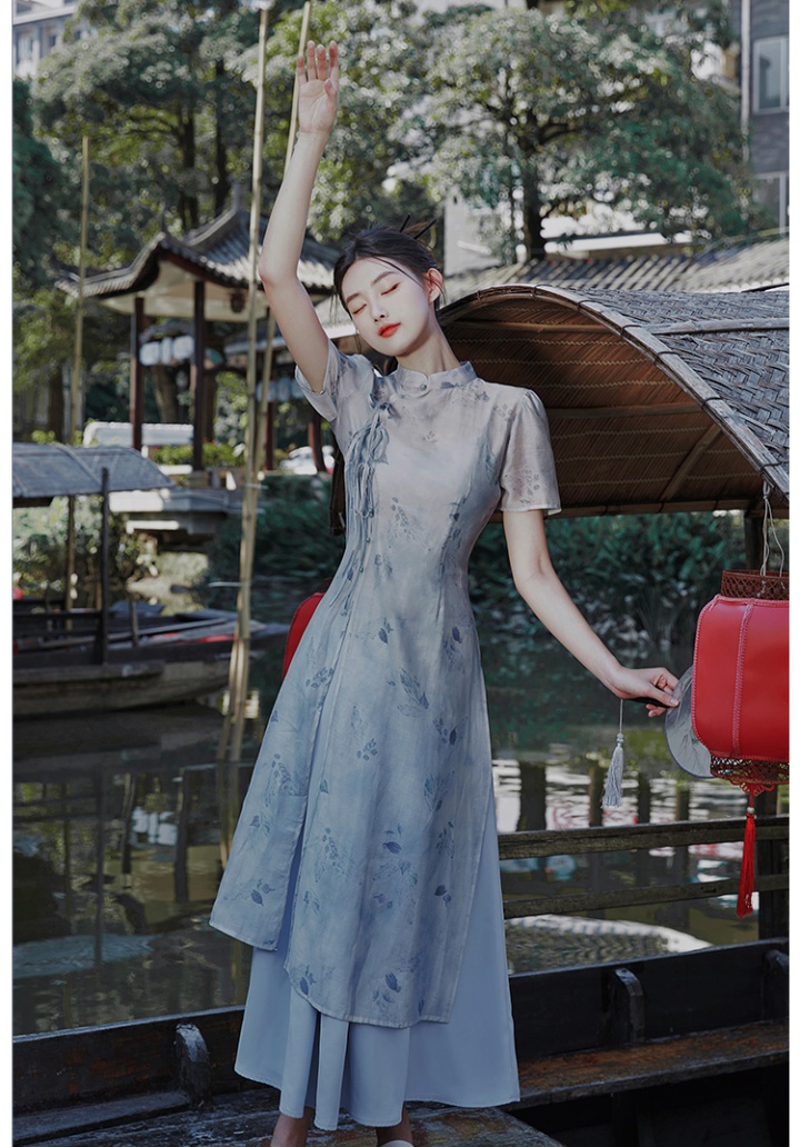 Sling Chinese style dress 2pcs set