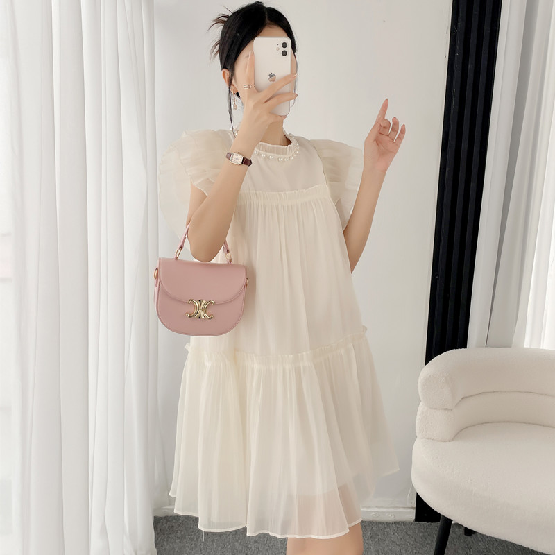 France style summer round neck all-match Casual dress