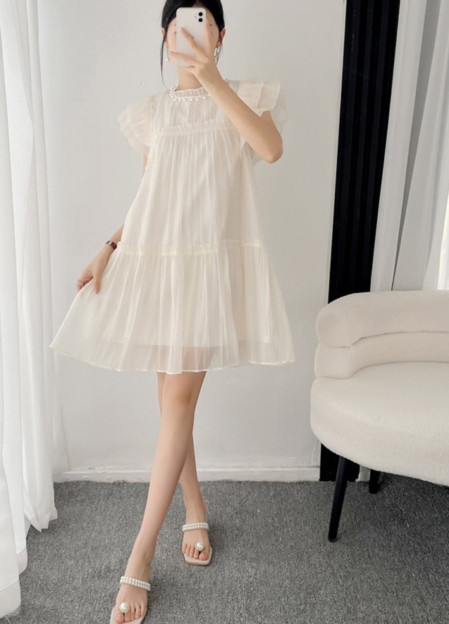 France style summer round neck all-match Casual dress