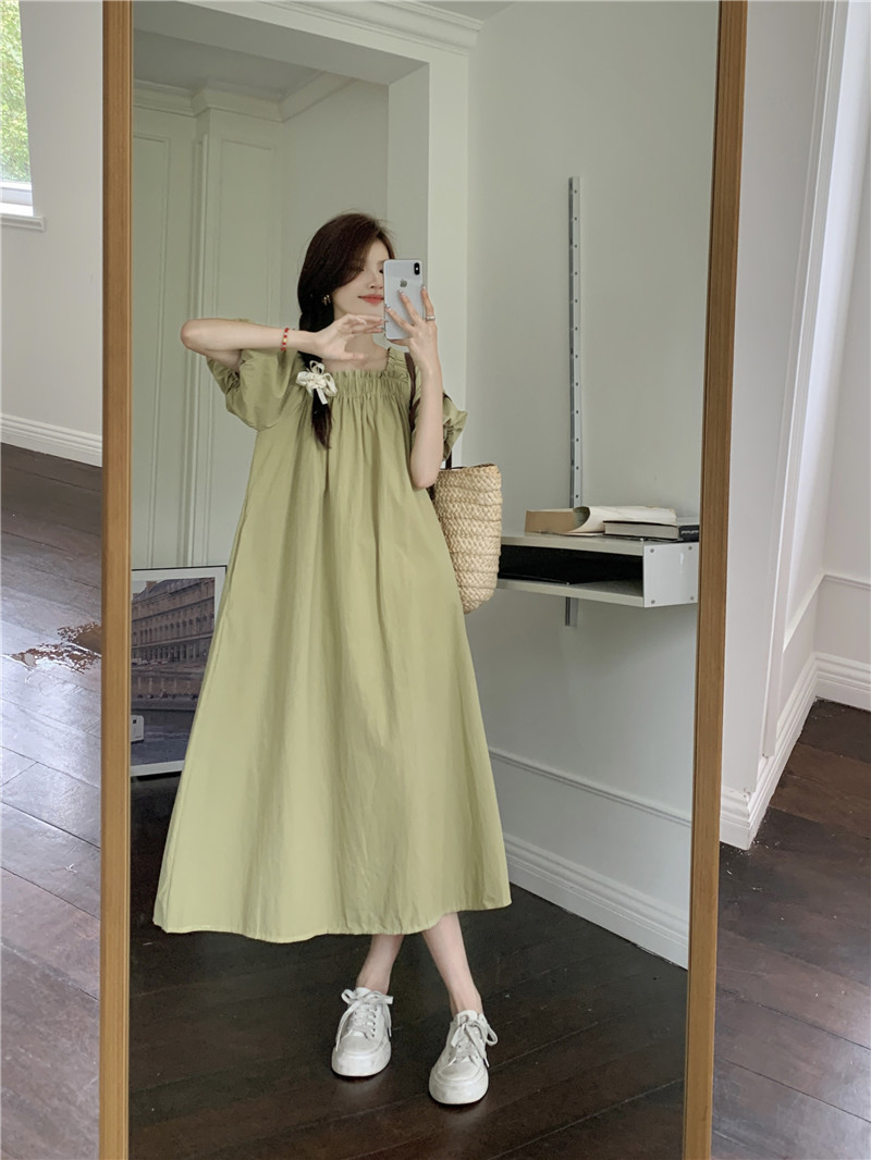 Pure slim Korean style simple dress for women