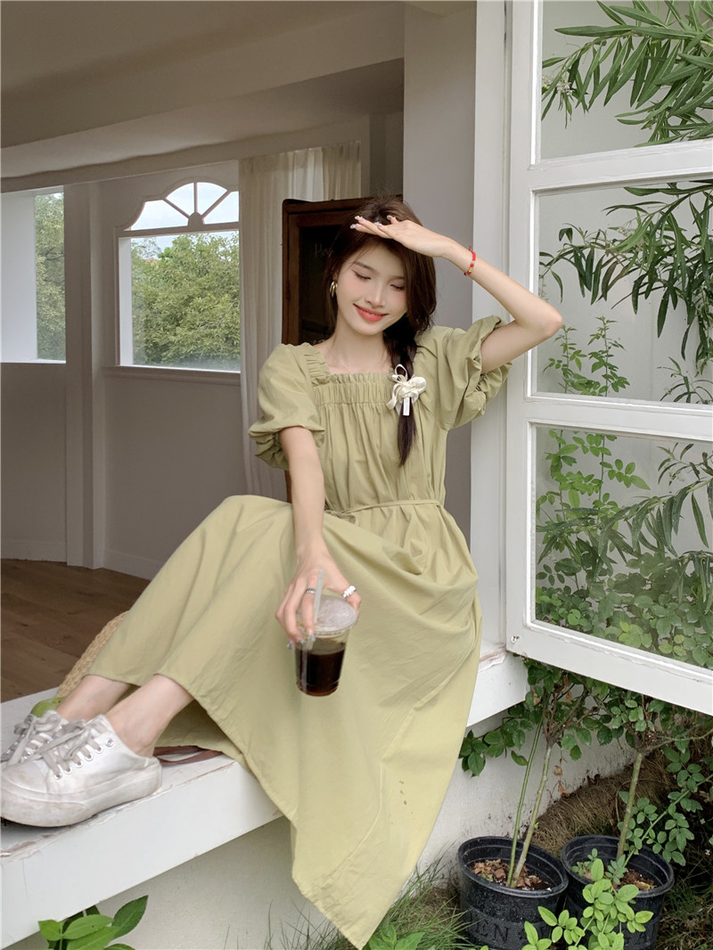 Pure slim Korean style simple dress for women