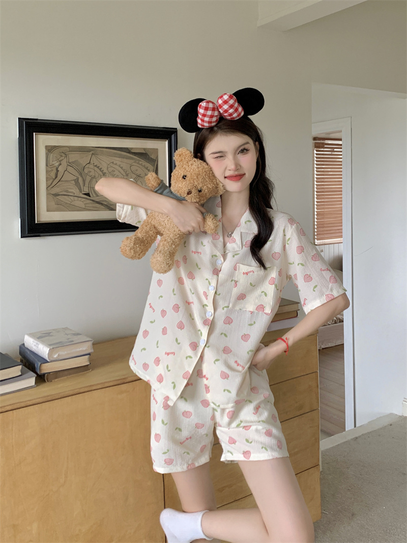 Printing homewear shorts Japanese style pajamas a set