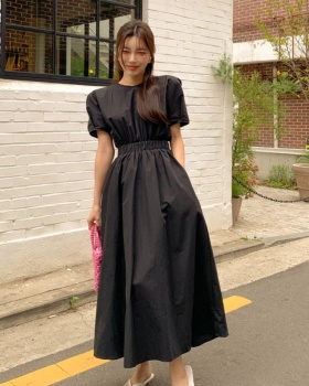 Summer Korean style niche puff sleeve V-neck wear dress