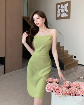 Short slim fresh strap dress Korean style summer pure dress
