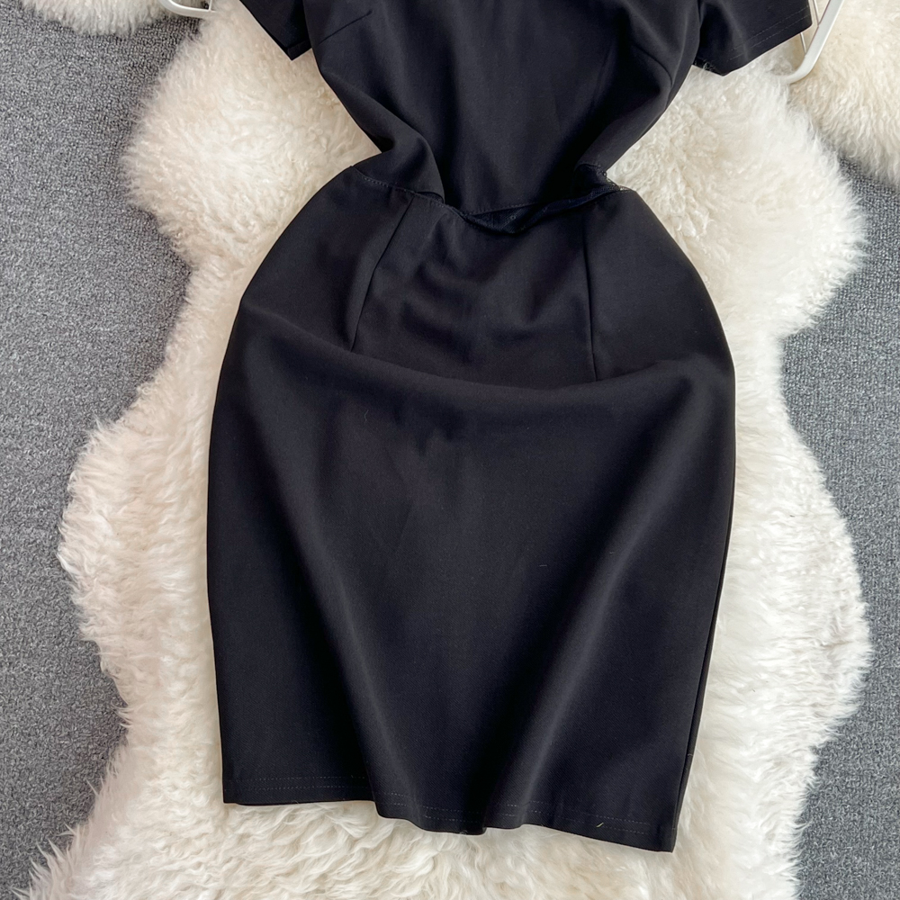 Splice package hip short sleeve dress for women