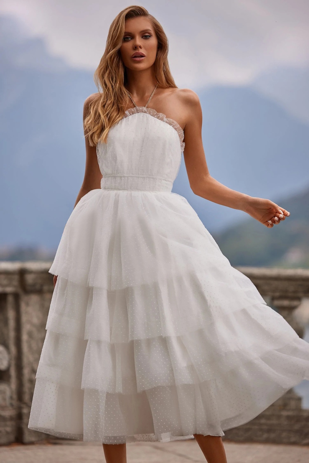 European style halter dress sleeveless formal dress