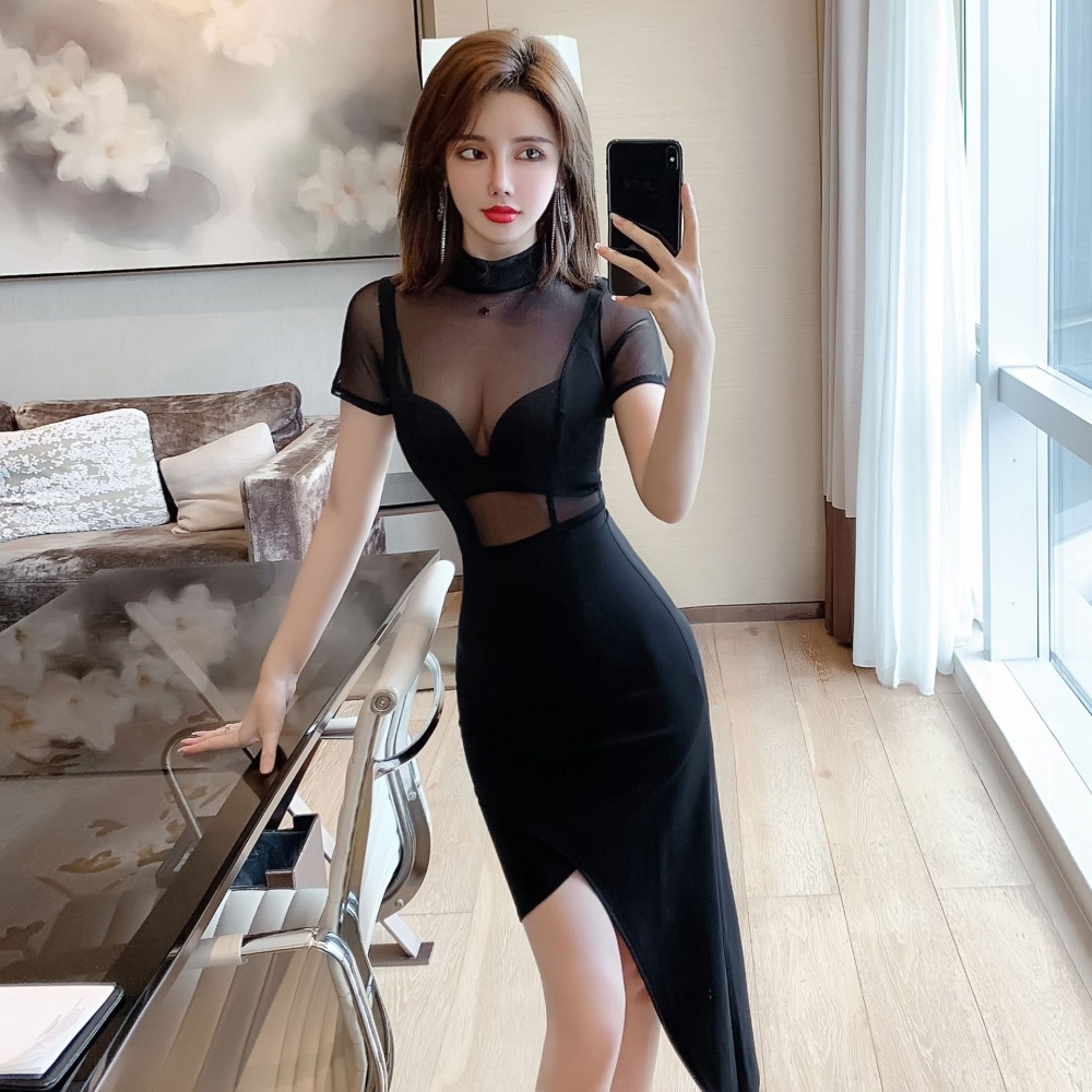 Gauze sexy fashion perspective pageant dress for women